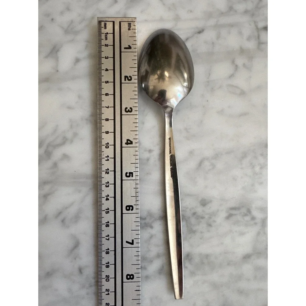 International Silver Di Lido Stainless Deluxe Serving Spoons Set of 2 Floral MCM
